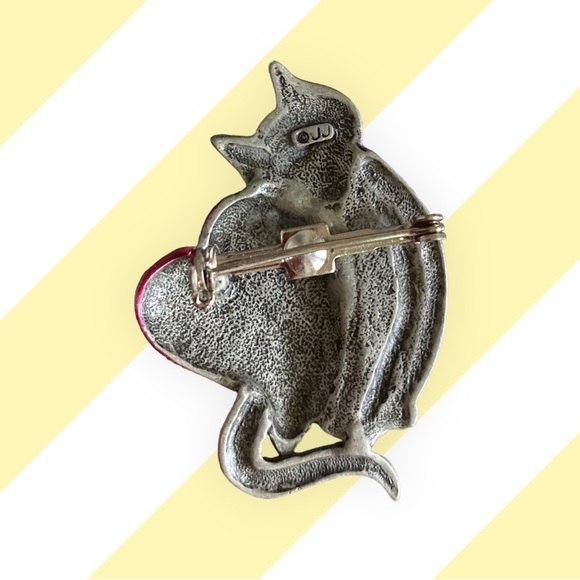 80s Jonette Pewter Cat Brooch - Picture 2 of 4